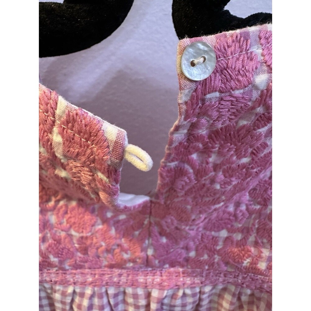 J Marie Pink Gingham Embroidered Charlotte Mini Dress, sz M, Preppy Summer Pink - Picture 7 of 9